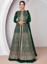 Real Georgette  Green Wedding Wear Embrodery Work Readymade Anarkali Suit 